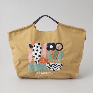 高圆圆同款日系ball chain日本刺绣仙人掌环保袋购物袋大容量女包