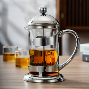 雅风雅士壶玻璃泡茶壶不锈钢耐热冲茶器法压壶咖啡壶茶壶滤压茶壶