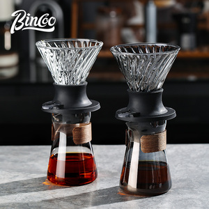Bincoo聪明杯V60咖啡玻璃滴斜纹螺旋咖啡滤杯分享壶手冲咖啡套装