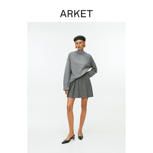 ARKET女装 羊毛混纺格子半身裙格雷系短裙2024夏季新款1125401002
