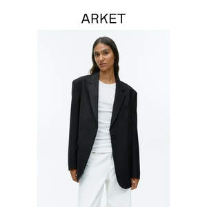 ARKET女装 宽松一粒扣羊毛西装外套黑色2024春季新款1029561001