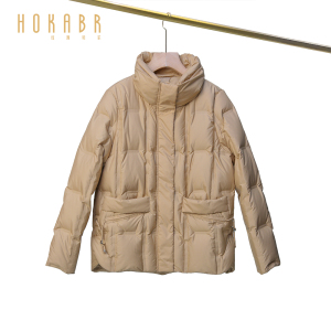 HOKABR  高级加厚白鸭绒外套女2024冬季新款保暖大口袋羽绒服大衣