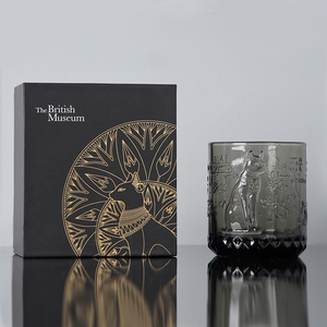 【520礼物】大英博物馆安德森猫高级感烟灰色浮雕玻璃水杯礼盒