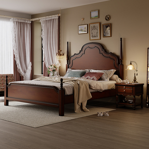 广东佛山全实木床主卧1米8双人床现代简约美式法式轻奢复古风家具