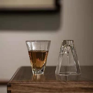 日式耐热手工玻璃杯钻石花茶加厚杯白酒杯品茗杯茶杯闻香杯小酒杯