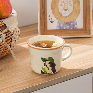 椰子女孩陶瓷马克杯创意设计家用办公女生水杯子高颜值早餐杯
