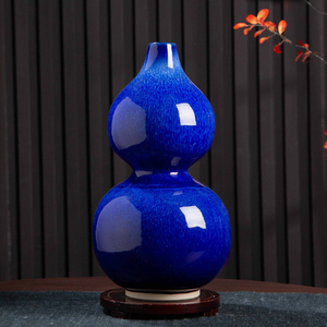 新中式钧瓷葫芦小摆件星空蓝陶瓷花瓶客厅家居酒柜玄关书柜装饰品