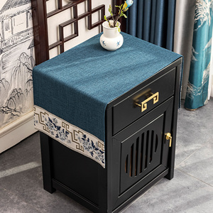新中式床头柜盖布长方形纯色桌布鞋柜五斗柜防尘盖巾家用冰箱垫布