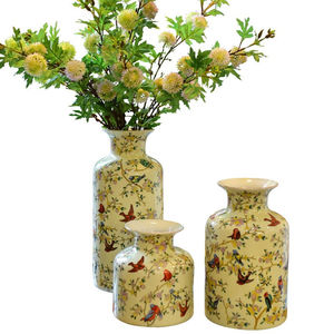 陶瓷花瓶摆件客厅插花美式欧式餐桌复古创意装饰花器感燕莺花语矮