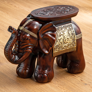 门口中式大象穿鞋凳仿木矮凳招财大象摆件客厅家居装饰品乔迁礼品