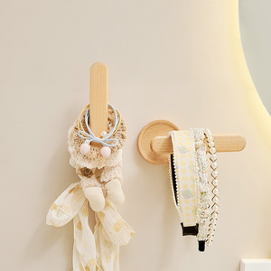 白榉木发箍发圈头绳收纳架壁挂式免打孔墙上饰品挂钩强力粘胶钩子