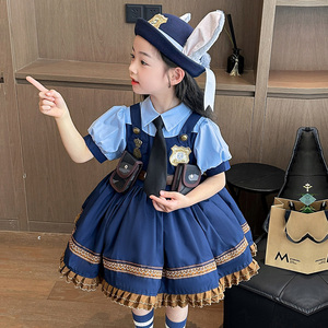 兔子警官衣服儿童迪士尼cos朱迪疯狂洛丽塔夏女童宝宝公主连衣裙