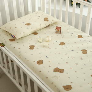 母婴级A类 双层纱儿童拼接床婴儿床床笠全棉纯棉幼儿园床罩宝宝