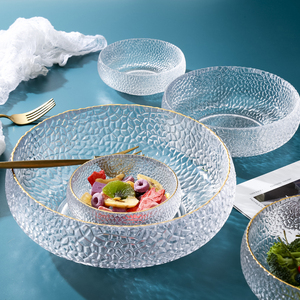 日式玻璃碗水果盘客厅专用大气甜品水果碗高颜值沙拉碗糖果缸味碟