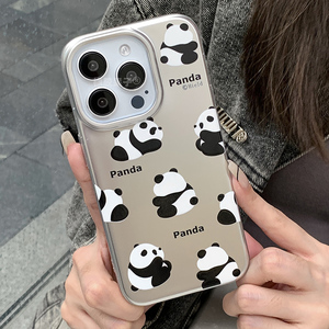 橡胶果子ins卡通超可爱小熊猫适用于iPhone15pro手机壳苹果14promax磨砂银壳13pro小众12防摔全包硬壳新款女