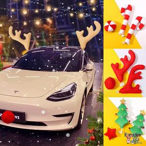 汽车车顶装饰圣诞节鹿角创意个性车饰摆件挂件圣诞布置汽车展活动