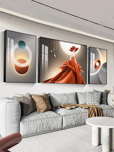 现代轻奢客厅装饰画时尚艺术人物三联画沙发背景挂画北欧组合墙画