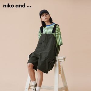 niko and ..【博主同款】背带裤女24夏复古工装短裤905590/973426