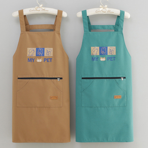 围裙新款防污家用厨房做饭餐饮专用定制logo韩版时尚网红拉链口袋