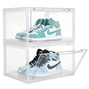 慧程亚克力透明鞋盒收纳盒子AJ球鞋防氧化柜塑料磁吸侧开展示鞋墙