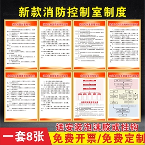 新版消防控制室管理制度报警处理程序值班人员职责火灾事故应急处理流程图防火检查控制室门牌挂图标识标牌KT