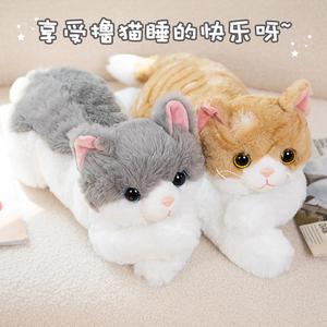 新款仿真猫咪玩具公仔可爱小猫咪毛绒娃娃儿童橘猫陪伴抱枕靠枕
