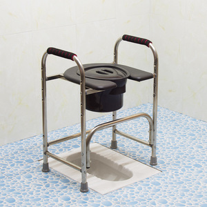 家用卫生间蹲厕坐便椅老人孕妇坐便器加厚不锈钢带扶手厕所椅子