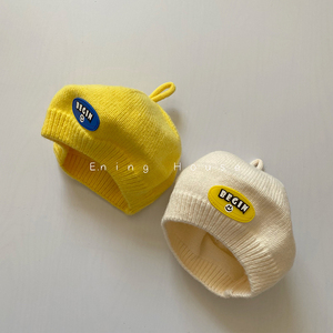 小月龄婴幼儿帽子春秋季冬款韩版男女宝宝针织毛线画家贝雷帽洋气