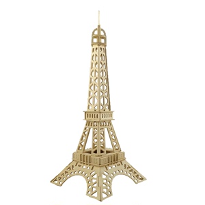 法国巴黎埃菲尔铁塔木制仿真DIY模型 木质手工拼装3D立体拼图玩具
