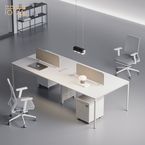 创意职员办公桌简约现代工位员工4/6人位办公室白色公司桌椅组合