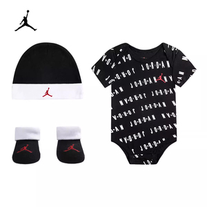 Jordan耐克专柜夏季新生婴儿衣服连体衣学步袜3件套装礼盒爬爬服