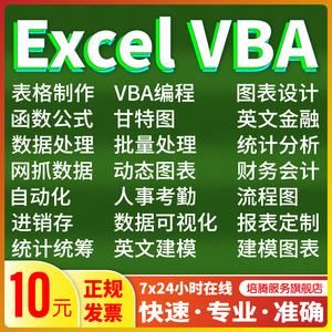 Excel表格word排版代做VBA宏编程序函数据处理统计分析定制作图表