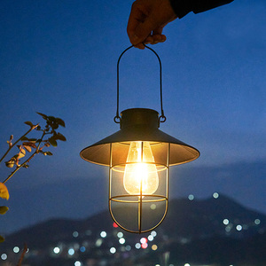 太阳能户外庭院灯LED吊灯复古装饰铁艺灯泡别墅景观花园庭院路灯