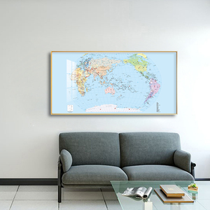 中英文世界地图装饰画客厅沙发背景墙办公室挂画书房壁画墙画