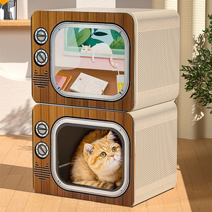 耐抓耐磨猫抓板立体猫咪玩具纸箱不掉屑猫屋猫窝一体电视机盒狗窝