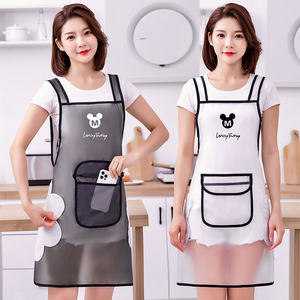 时尚简约透明TPU防水防油围裙女家用厨房水产餐饮专用工作服围腰
