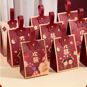 2023新款喜糖盒子结婚糖盒创意小众高级感手提喜糖袋糖果盒婚礼