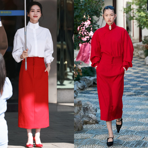 【惯度】私人定制刘诗诗明星同款红色中式套装