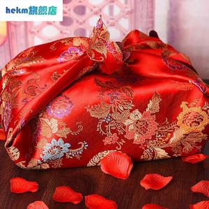 洁娜丽结婚用的订婚红包袱皮一对婚礼女方定亲陪嫁包衣服布袋喜盆