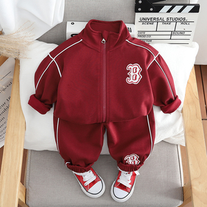 男宝宝春季套装洋气婴儿红色童装1-4岁3男童春秋装帅气两件套运动