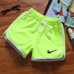 夏季跑步男士短裤荧光绿运动短裤男女款二三分裤不过膝羽毛球裤衩