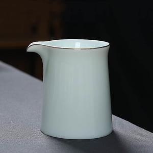悠然描金公道杯羊脂玉瓷分茶杯陶瓷茶匀杯纯色分杯器功夫茶道中式