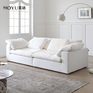 莫语MOYU/cloud云沙发设计师奶油侘寂风羽绒模块亚麻布艺沙发组合