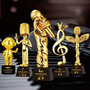 音符音乐奖杯定制金话筒唱歌麦克风主持人比赛好声音奖杯钢琴奖杯