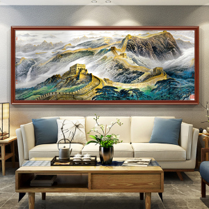 国画山水客厅挂画新中式装饰画办公室沙发背景墙壁画长城风景靠山