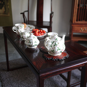 W1962出口英国高端骨瓷野草莓茶具套装/茶壶/餐盘/茶杯糖罐奶壶