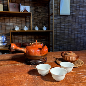 潮州矿泥左手侧把砂铫壶煮水器煮茶壶围炉专用焖茶老白茶薄胎跳盖