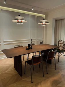 北欧全实木轻奢餐桌简易长方形会议桌做旧创意工作台书桌办公长桌