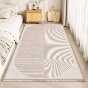 仿羊绒床边地毯客厅卧室加厚长条床前垫子条纹防滑床边毯飘窗地垫