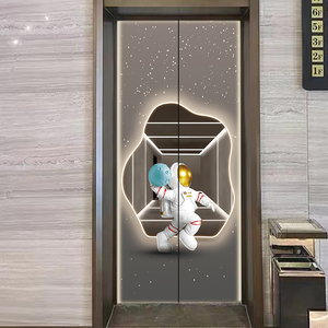 电梯门装饰贴纸整张防火门定制太空宇航员卡通电影院加厚自粘贴画